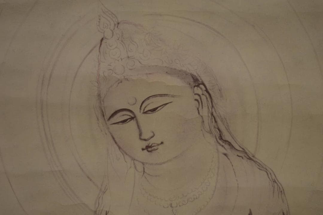 複製/無落款/観音図/工芸/村上華岳？/布袋屋掛軸HI-893