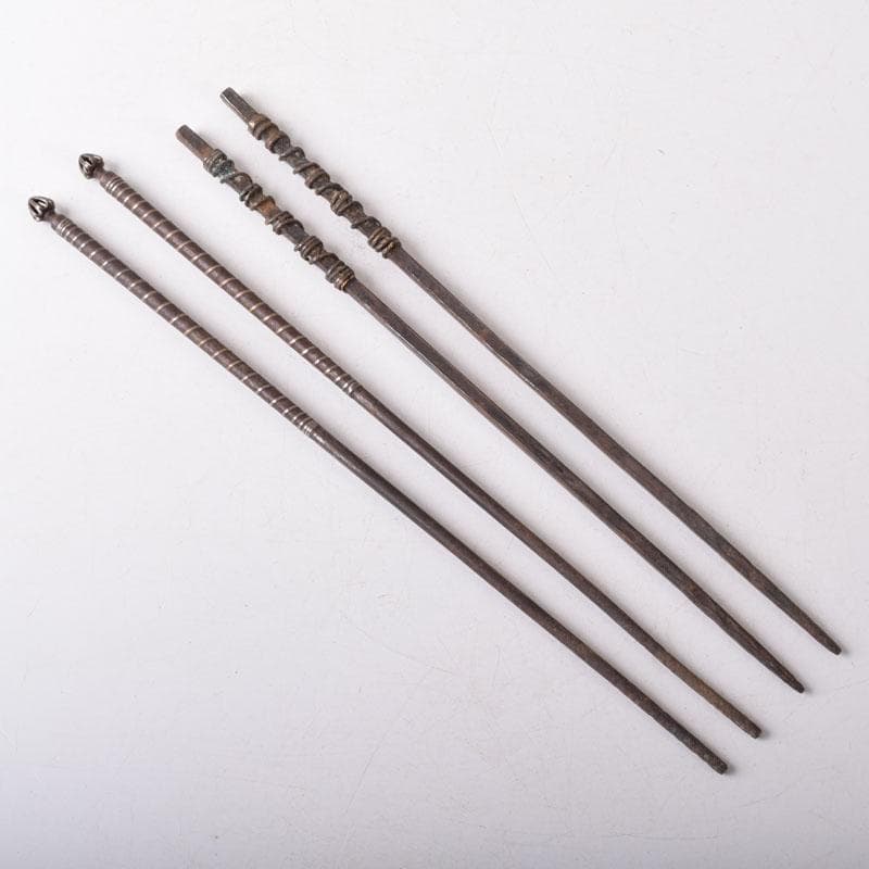 茶道具　内藤四郎作　古鉄　火箸　二種二組　共箱　C　7511