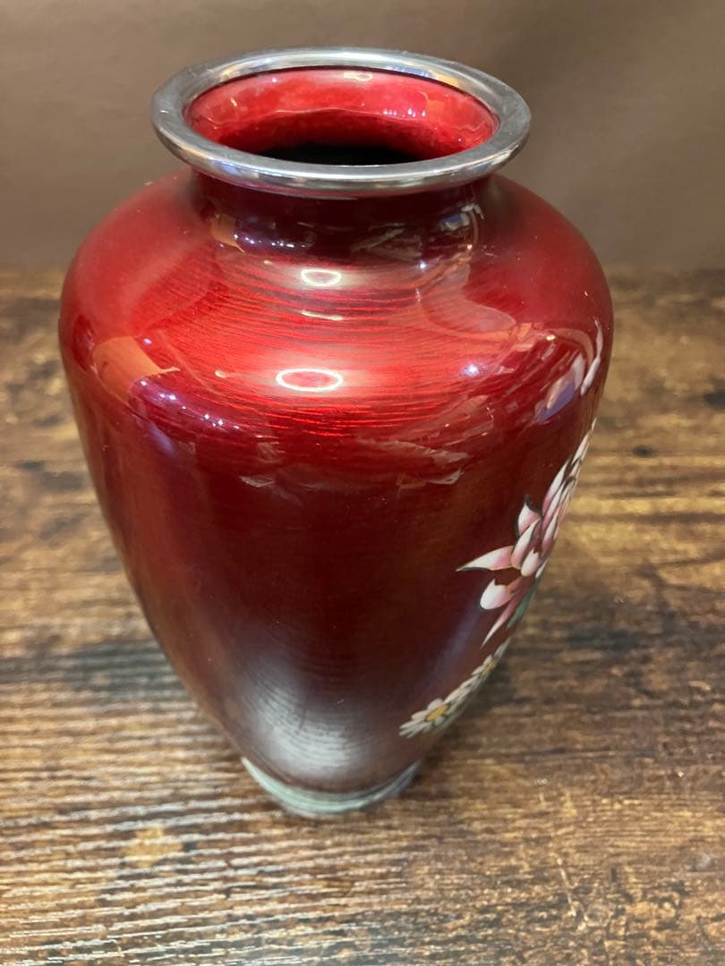 七宝焼 花瓶 菊柄 大小2個セット