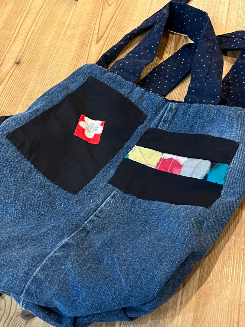 藍染　デニム古布リメイク　ハンドメイド刺し子　トートバッグ　ポーチまとめ売り5個