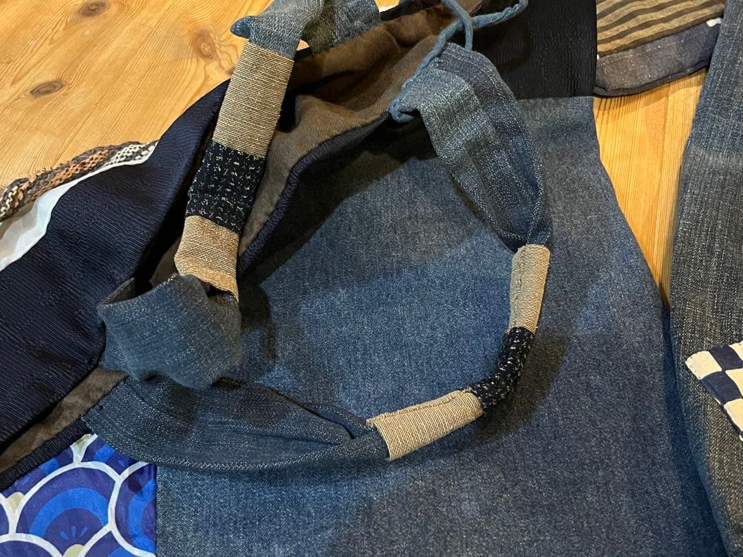 藍染　デニム古布リメイク　ハンドメイド刺し子　トートバッグ　ポーチまとめ売り5個