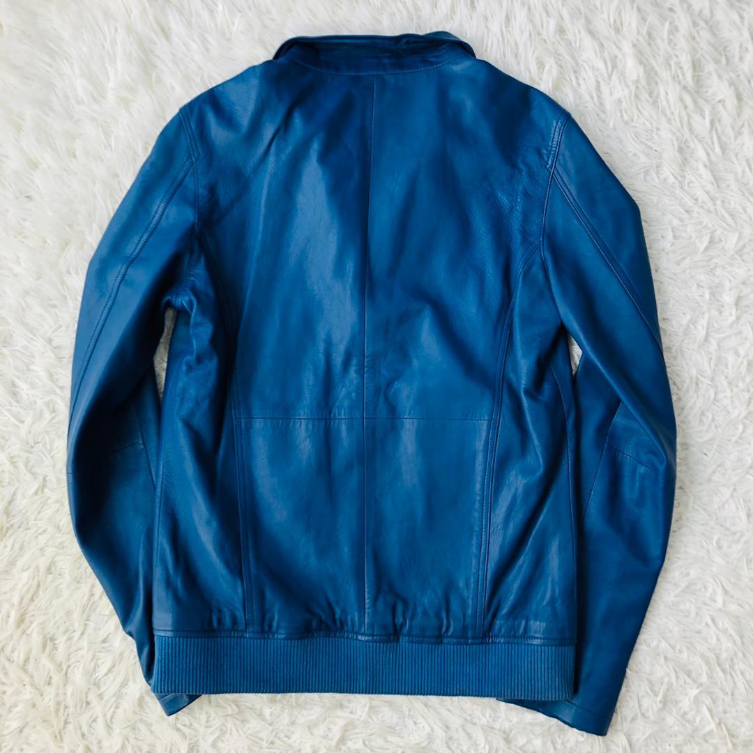 【希少カラー】S&SONS★シングルライダース ブルー LL 羊革 ジャケット