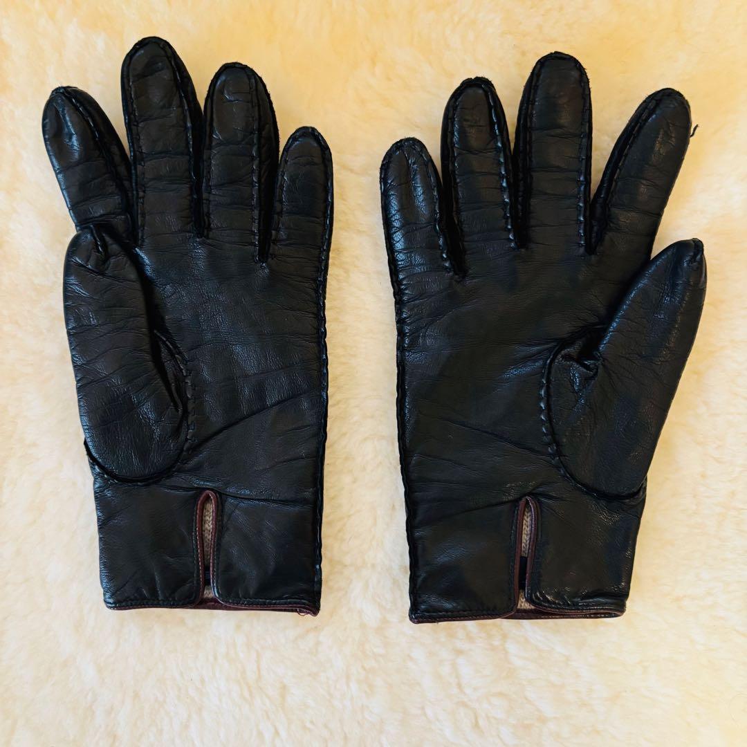 MALO マーロ メンズ 本革×カシミヤ手袋 黒 メンズ