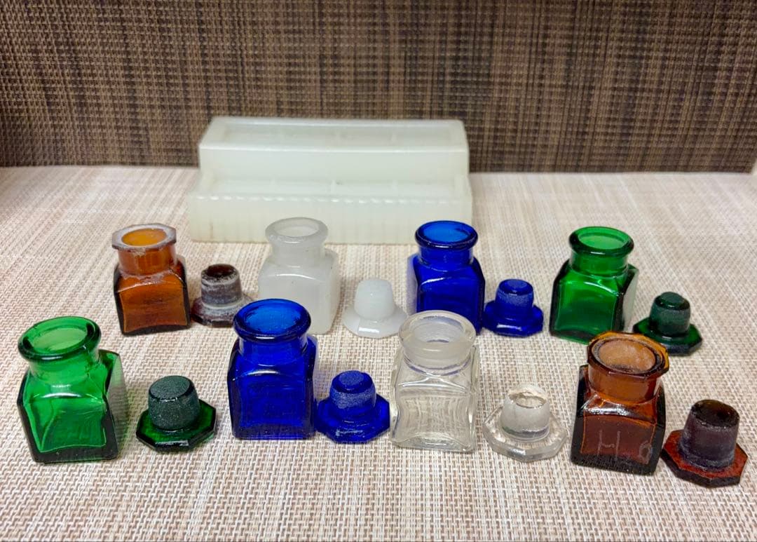 戦前 歯医者 薬瓶 ミルクガラス 薬瓶台 セット