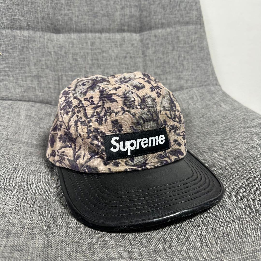 supreme liberty camp cap 花柄 レザー