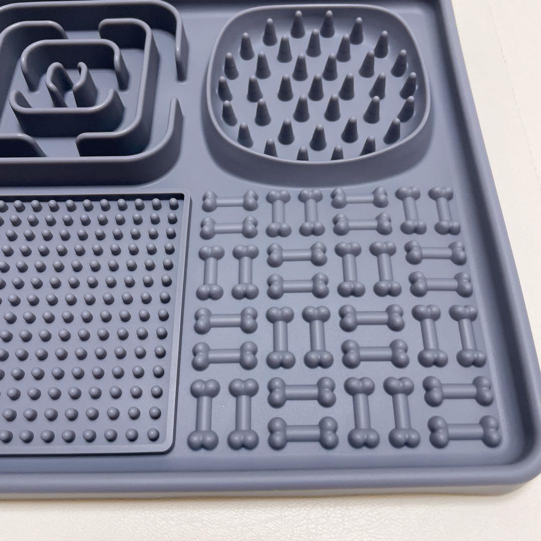 ペット用スローフード食器おしゃれシンプル多機能分格 長方形グレー