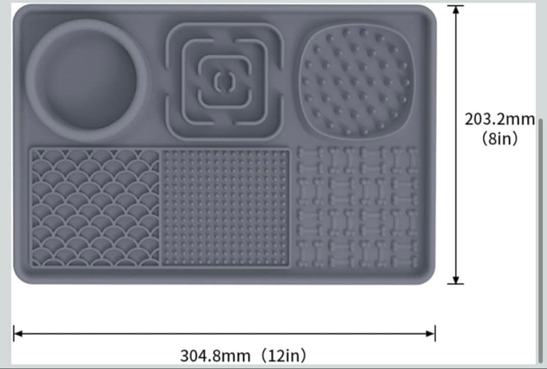 ペット用スローフード食器おしゃれシンプル多機能分格 長方形グレー