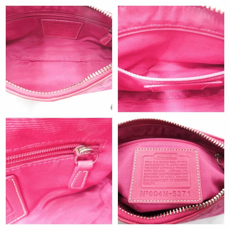 ✨COACH　コーチ　ポーチ シグネチャー ピンク キャンバス／レザー