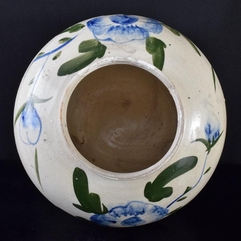 朝鮮美術　李朝　高麗白磁　色絵　花文　壷　高さ約31㎝　V　R7859B