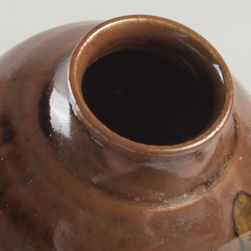 茶道具　瀬戸焼　文琳茶入　仕覆付　共箱　V　9496