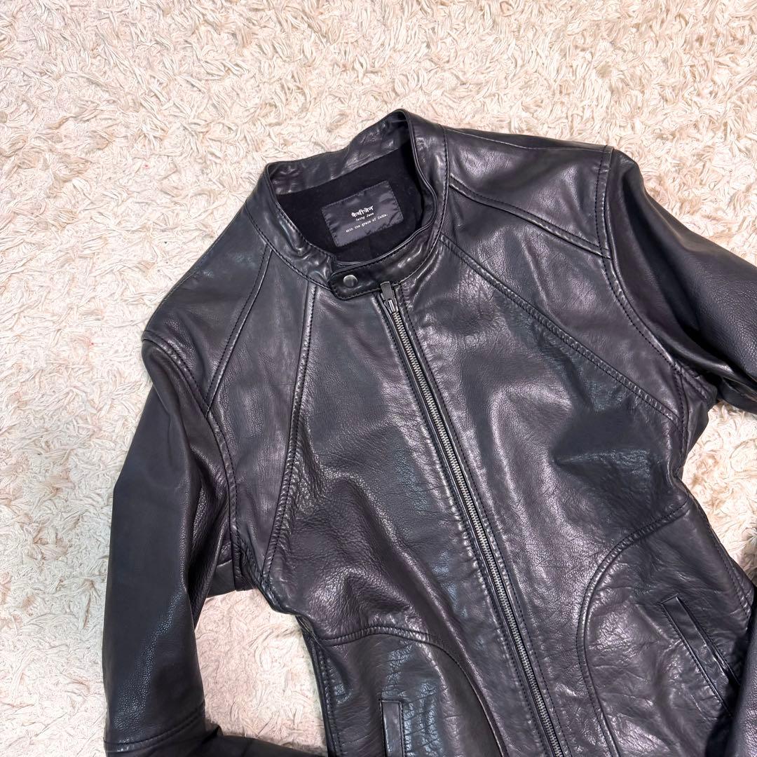 極美品　cathy jane　シングルライダースジャケット　カーフレザー