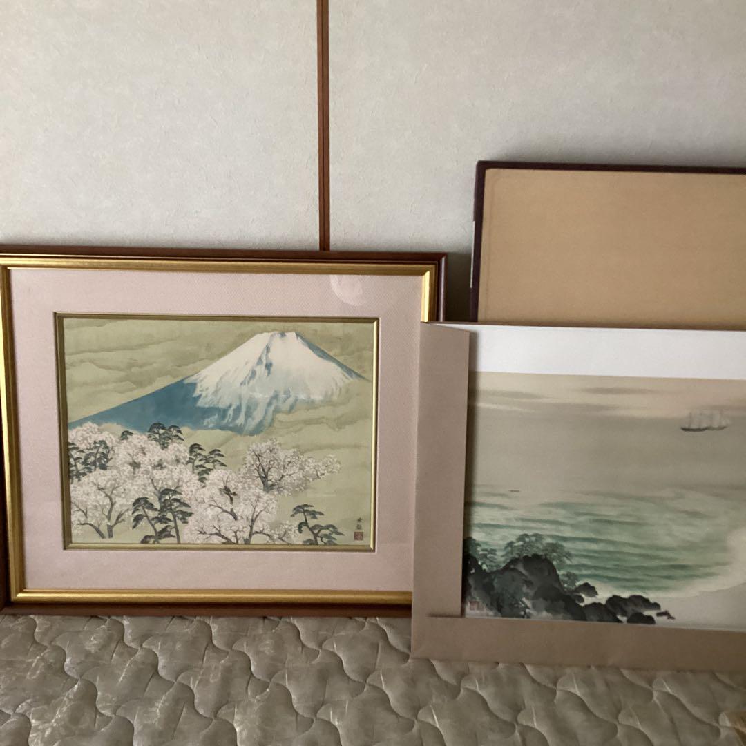 横山大観　山海ニ題《霊峰富士、曙色》　二作品【252／280】　リトグラフ　真作