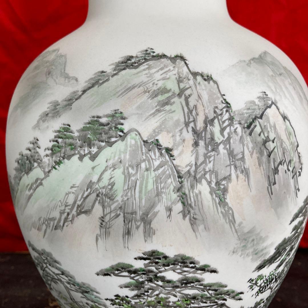 深川製磁　壺　山水図　オールド深川　画/金武自然