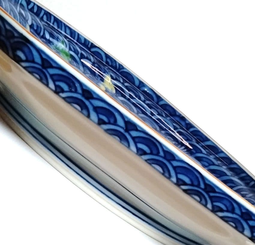 ☆館林 源右衛門 染錦波千鳥皿