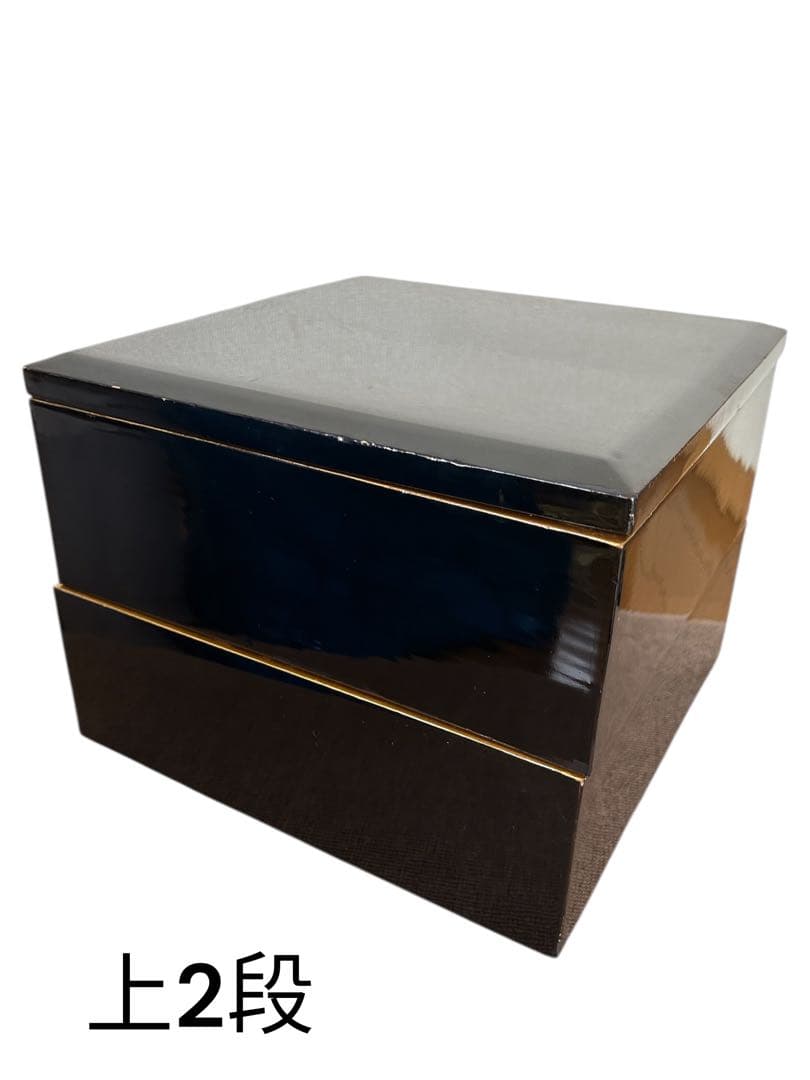 ✨漆塗り 四段重箱 木箱付き 黒塗 内朱 金縁 お正月 来客用 伝統和食器✨