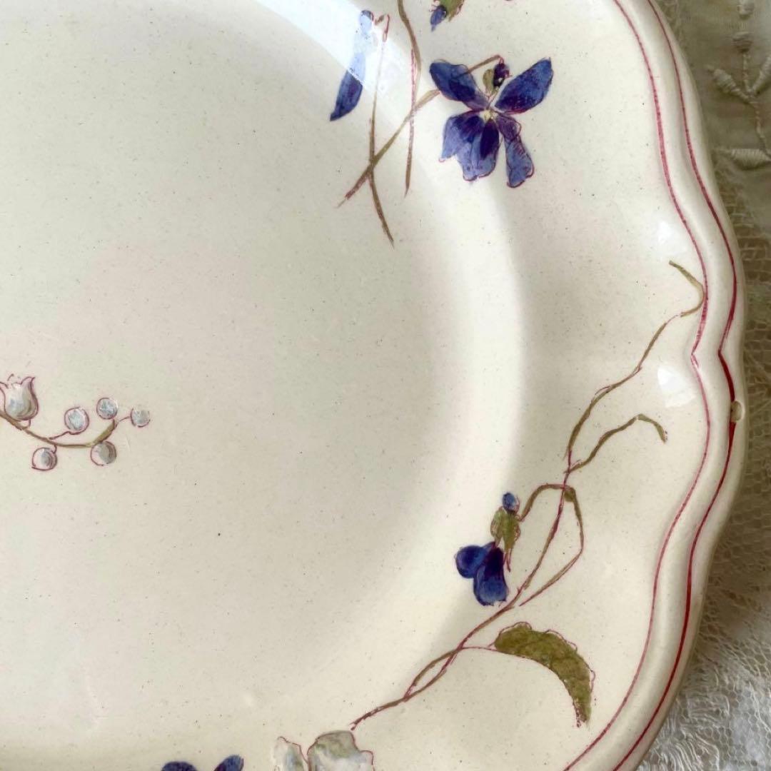 【レア】すずらんとスミレのプレート皿　ロンシャン　鈴蘭すみれフランスアンティーク