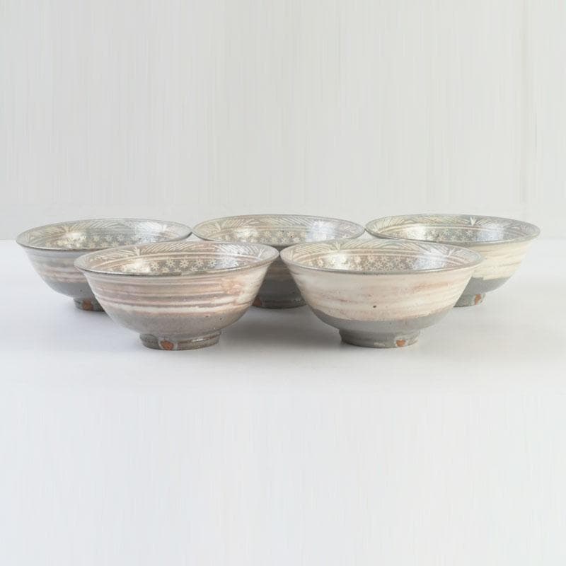 茶道具　金海駕洛窯　三島　数茶碗　五客　共箱　V　9468