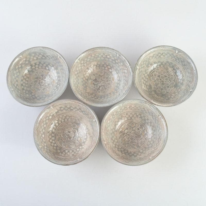 茶道具　金海駕洛窯　三島　数茶碗　五客　共箱　V　9468