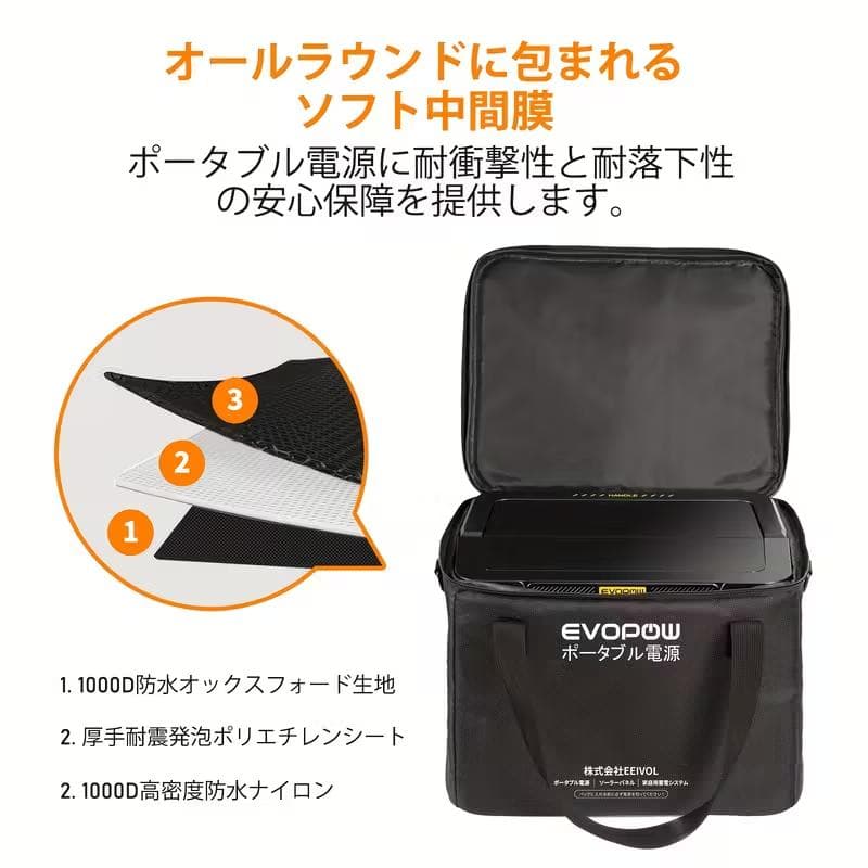 新品 Evopow ポータブル電源 リン酸鉄 大容量 515Wh 収納バッグ付