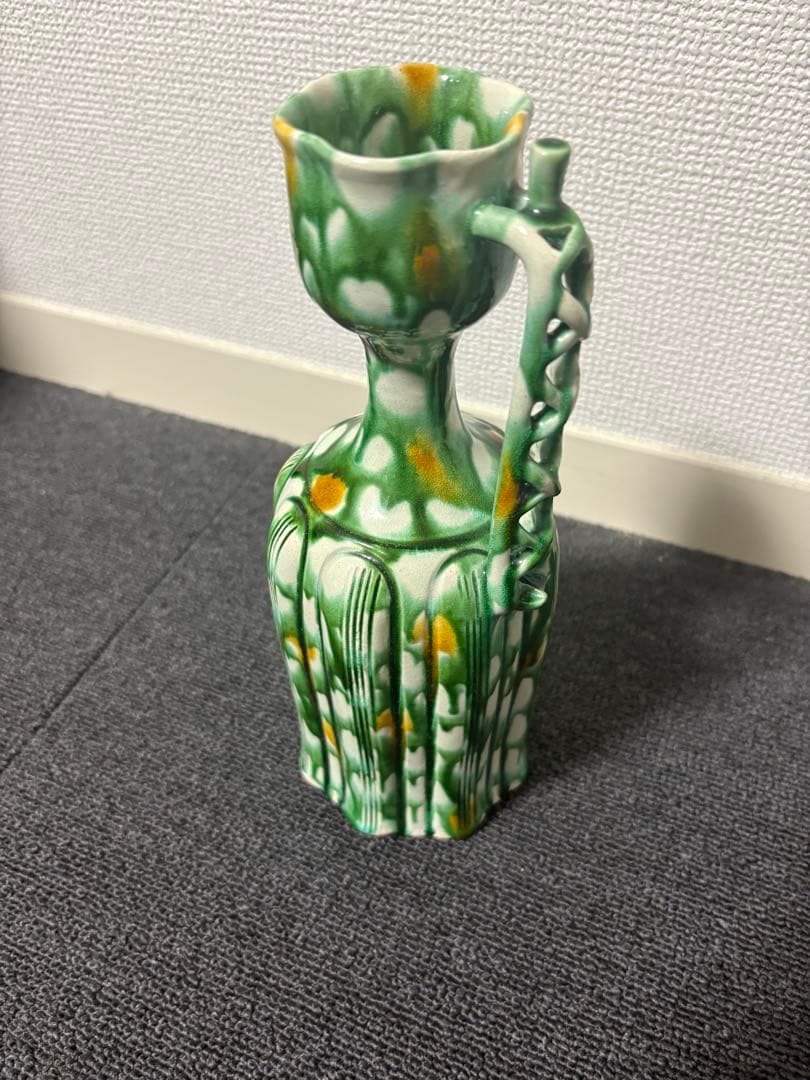 加藤卓男　三彩　花入　人間国宝