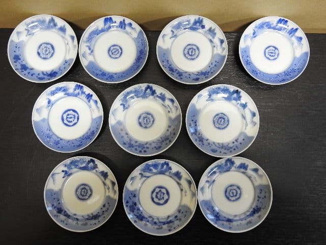 平戸鶴峰園後庭焼　中里三猿　祥瑞作　１０客　共箱　MA１４０