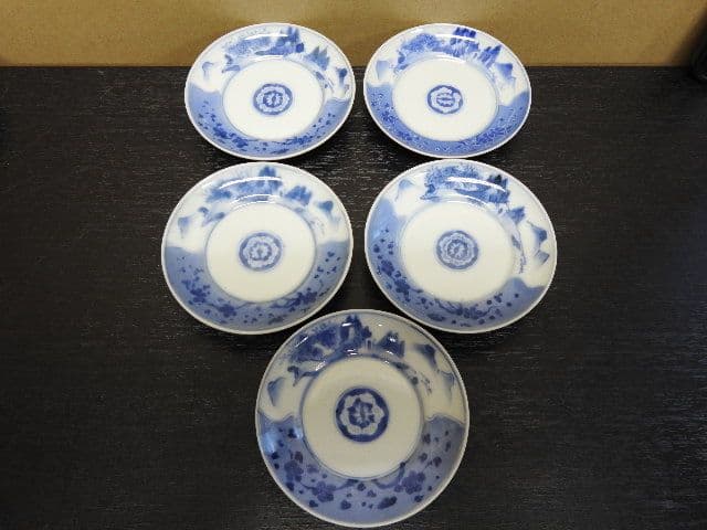 平戸鶴峰園後庭焼　中里三猿　祥瑞作　１０客　共箱　MA１４０