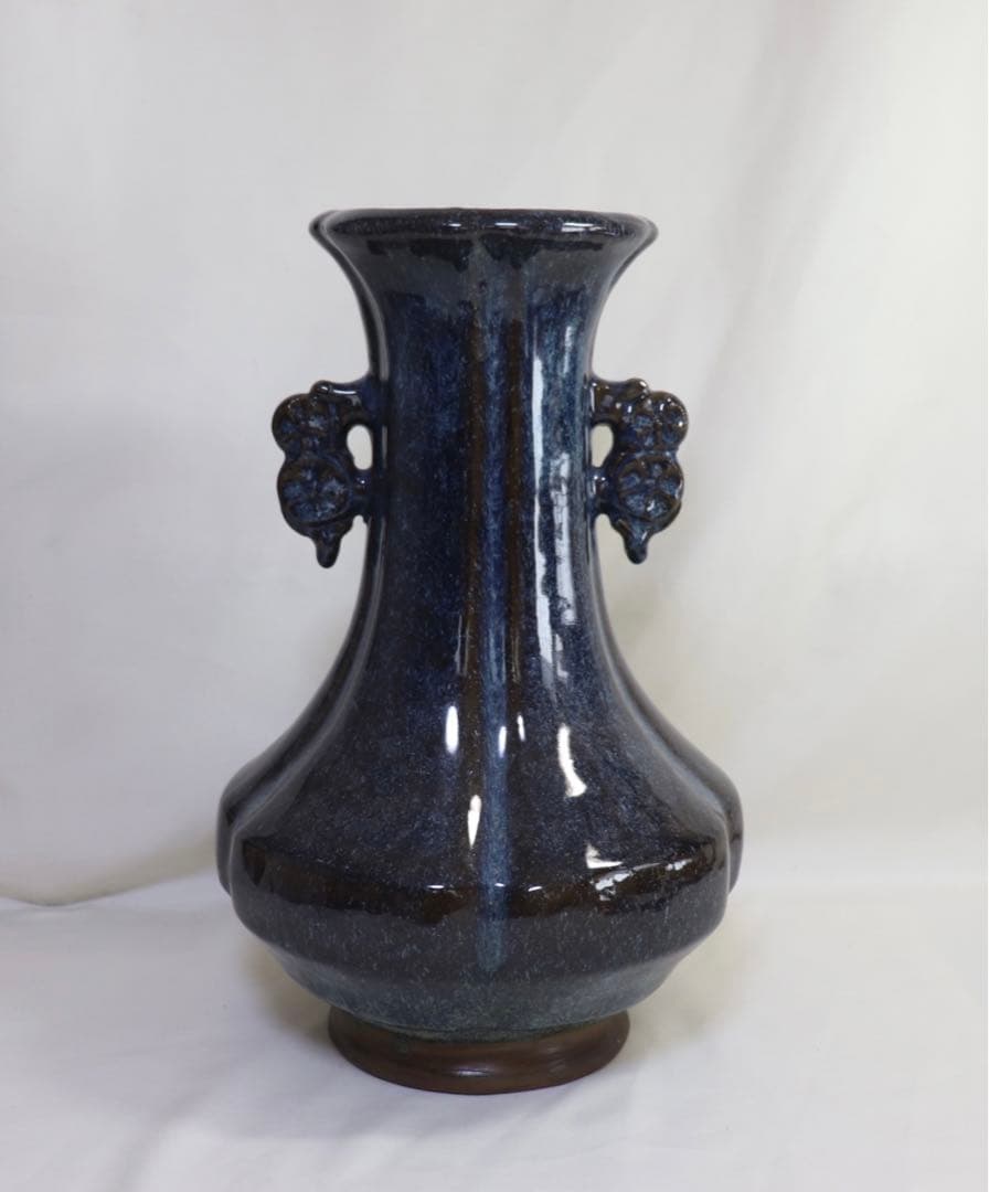 ※中国　鈞釉双耳瓶　送料込み0408