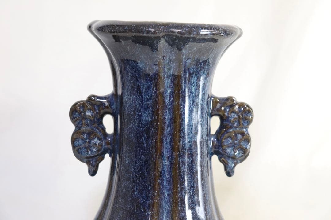 ※中国　鈞釉双耳瓶　送料込み0408