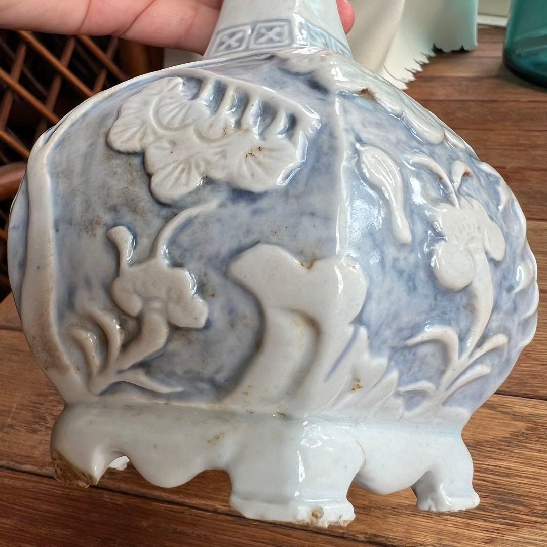 李朝 鹿 鶴 兎 亀 竹 梅 分院 朝鮮 骨董品 花瓶 壺 陶器 染付 染め付け