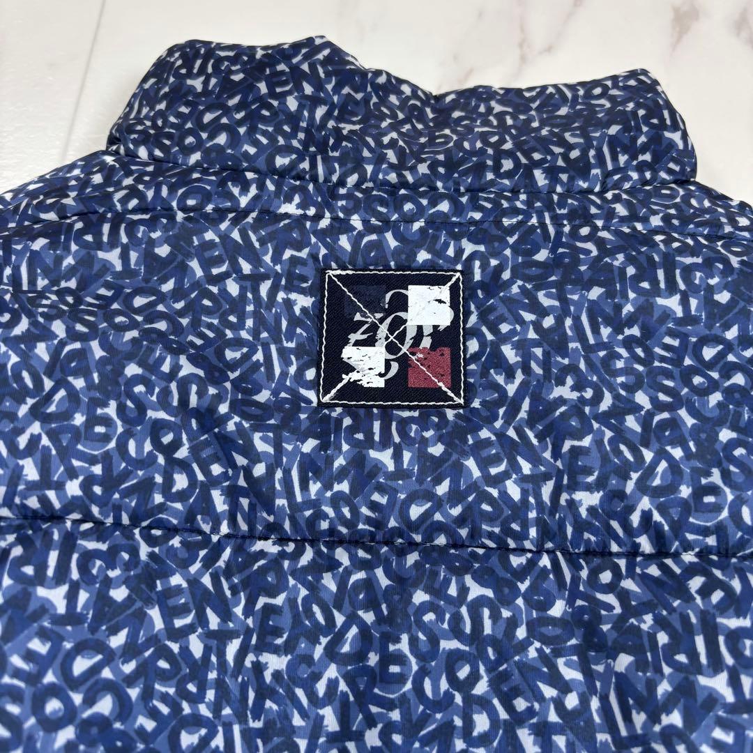 【美品】ZOY ゾーイ 中綿ジャケット ゴルフウェア 総柄 ロゴ 青 38