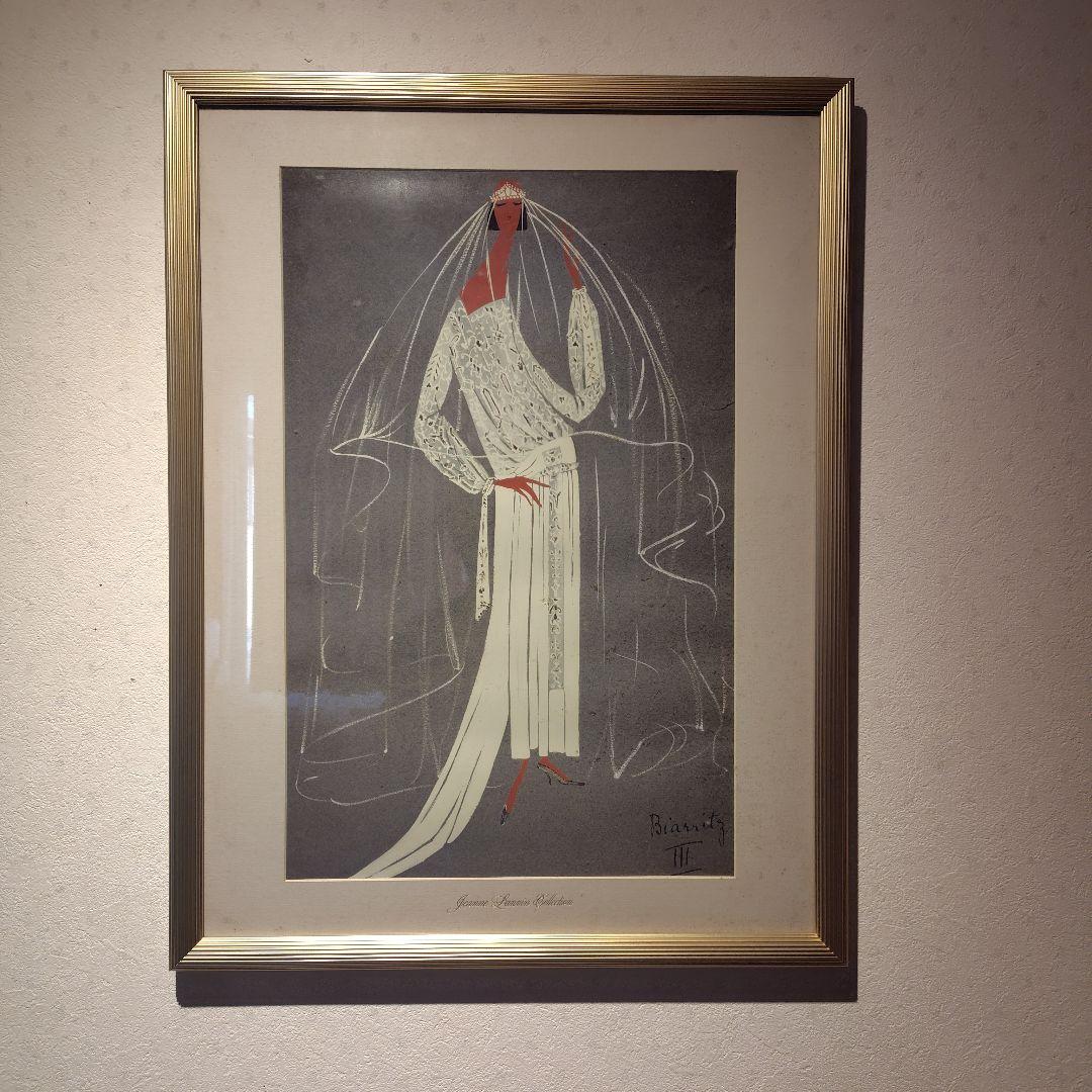 希少！アンティーク スタイル画(ファッション画) 縦約64cm × 横約49cm