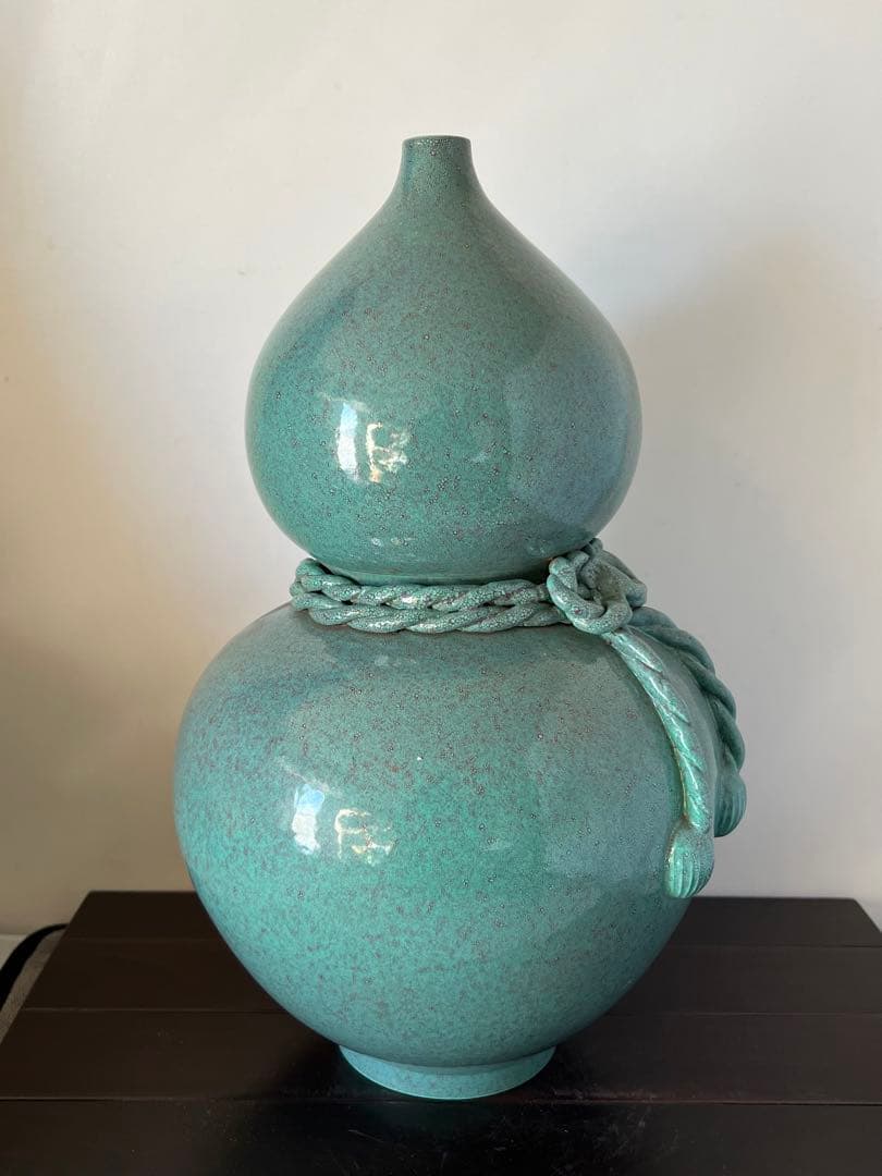 中国古美術・爐鈞釉瓢箪花瓶•【大清乾隆年製】在銘•文房具•清時代 W--32
