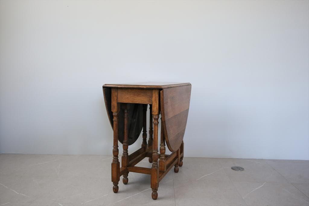 英国アンティーク木製ゲートレッグテーブル/ダイニング机バタフライ(89-64)