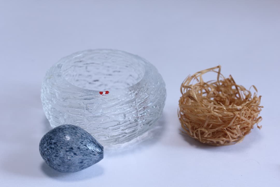 4685  鳥の巣　キャンドルホルダー　ガラス　オブジェ　イッタラ