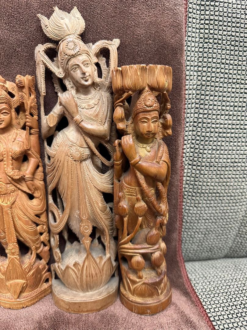 インド　白檀　弁財天　仏教美術　仏像 骨董 木像　木製　仏教　密教　置物