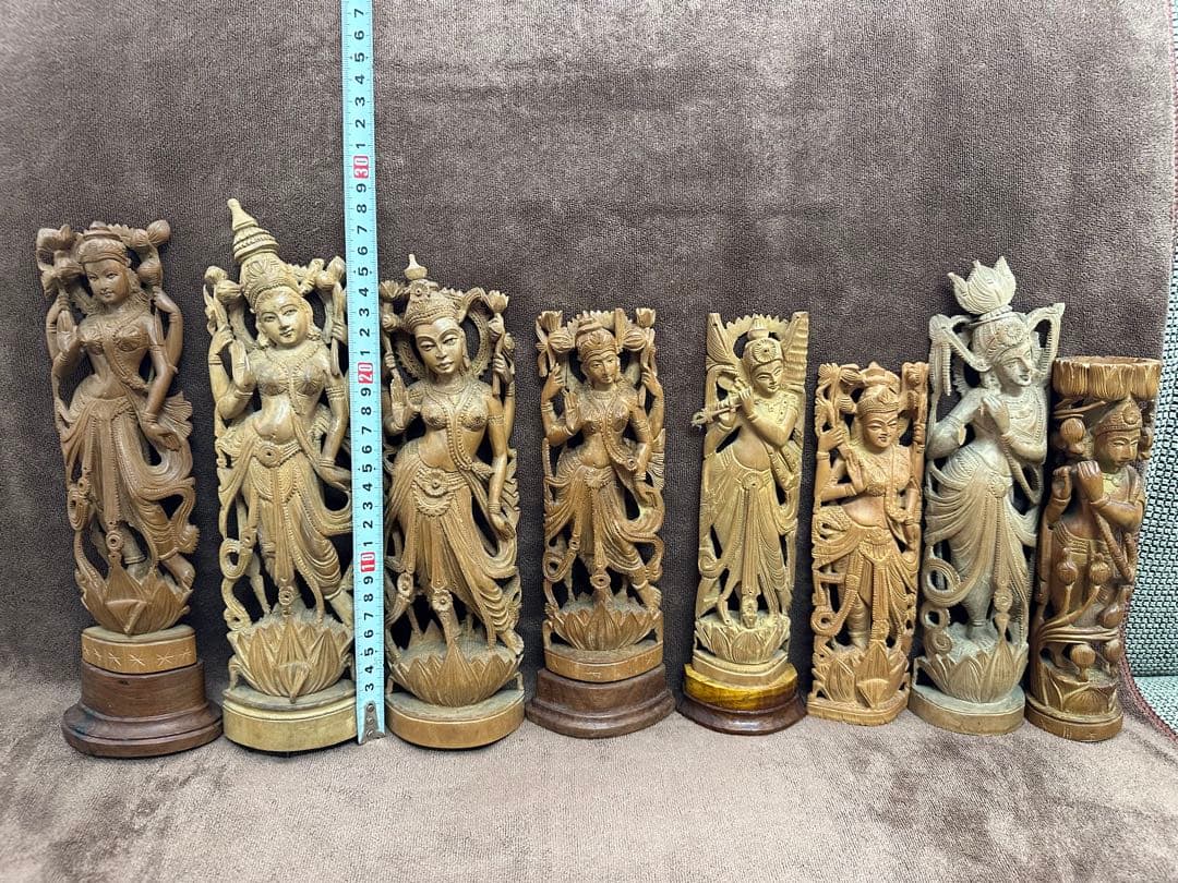 インド　白檀　弁財天　仏教美術　仏像 骨董 木像　木製　仏教　密教　置物