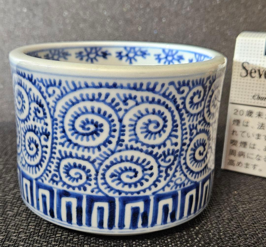 江戸時代後期　古伊万里　たこ唐草文様　 煙草盆　3点揃い　紫檀箱入　茶道具