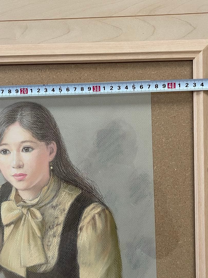 徳田宏行　黄色いブラウス　パステル画　白日会会員　女性人物像人気作家