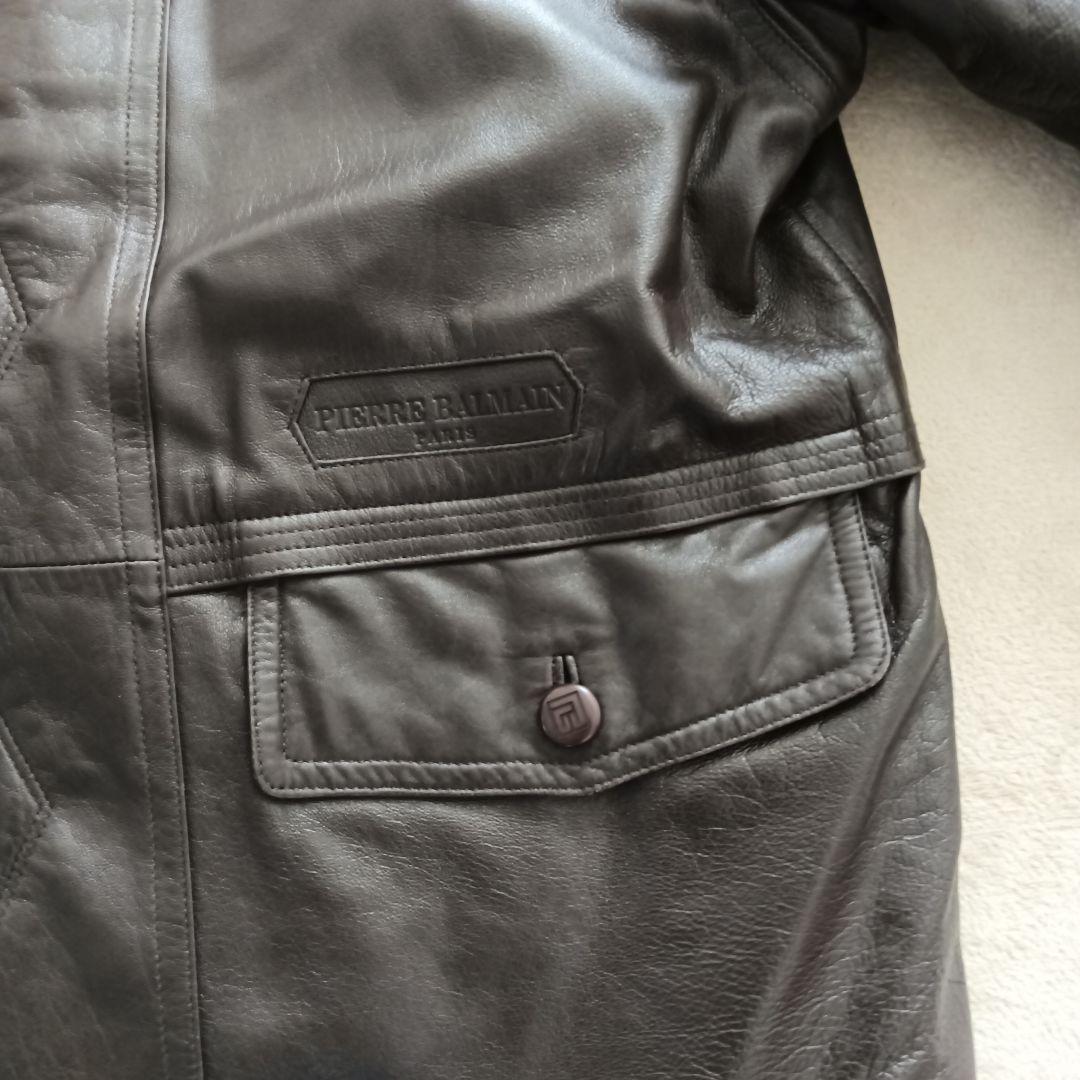 ピエールバルマン　ラムレザーコート ヴィンテージ　ブラウン　サイズLL