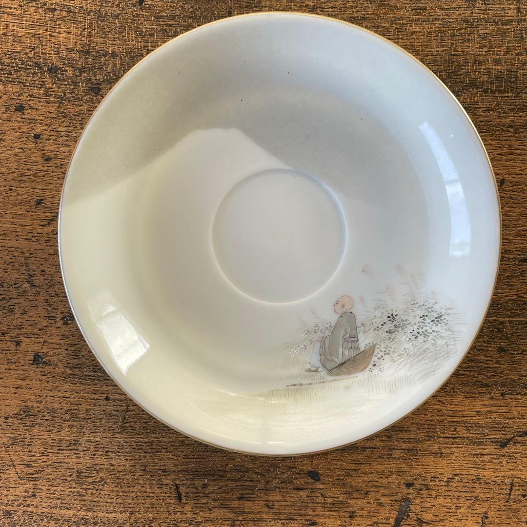 横浜焼 井村製 明治 輸出手 アンティーク カップ＆ソーサー 1客 富士 法師