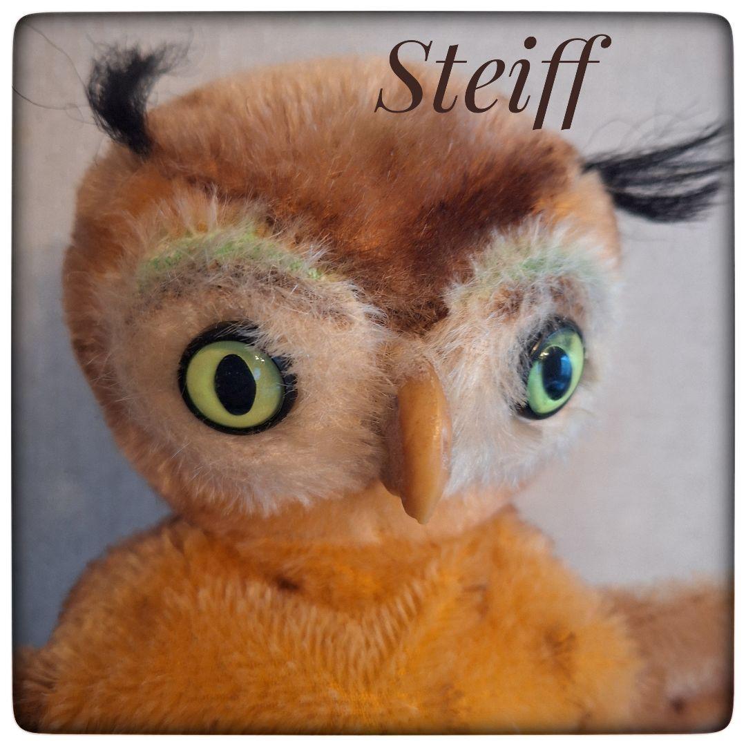 【手踊り人形 パペット ふくろうWittie】ヴィンテージ シュタイフ 美品