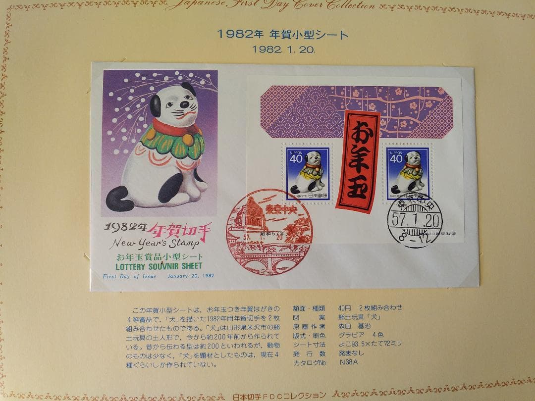 初日カバー 1982年 昭和57年 戌年 記念切手 切手 36通 ファイル 新品
