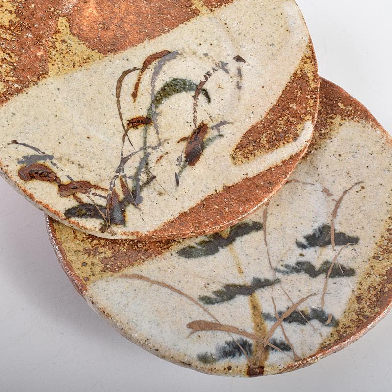 和食器　廣永陶苑　草花文　銘々皿　五客　共箱　二点まとめて　C　R8586