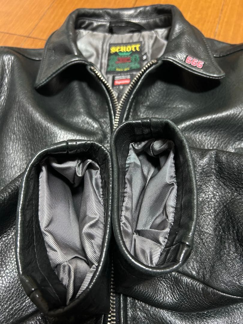 極美品 Supreme Schott leather jacket 黒 M