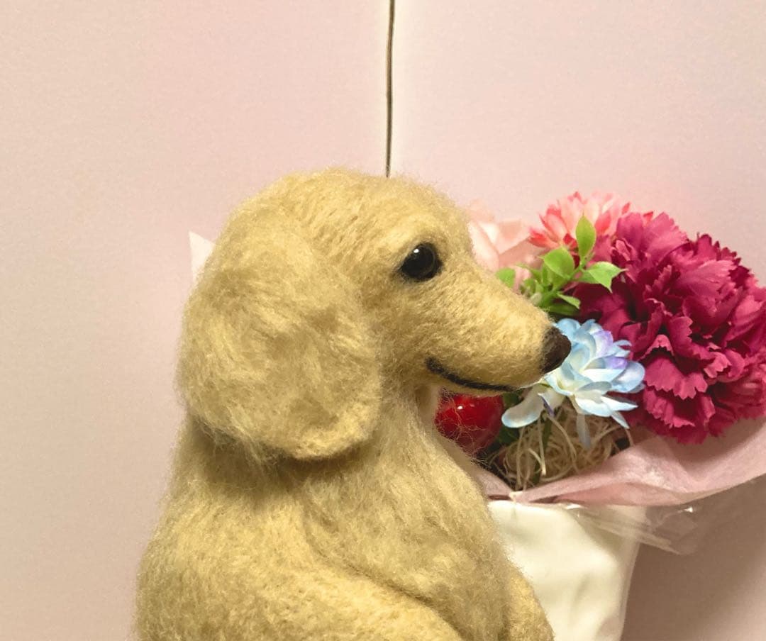 羊毛フェルト　ミニチュアダックス　たっち