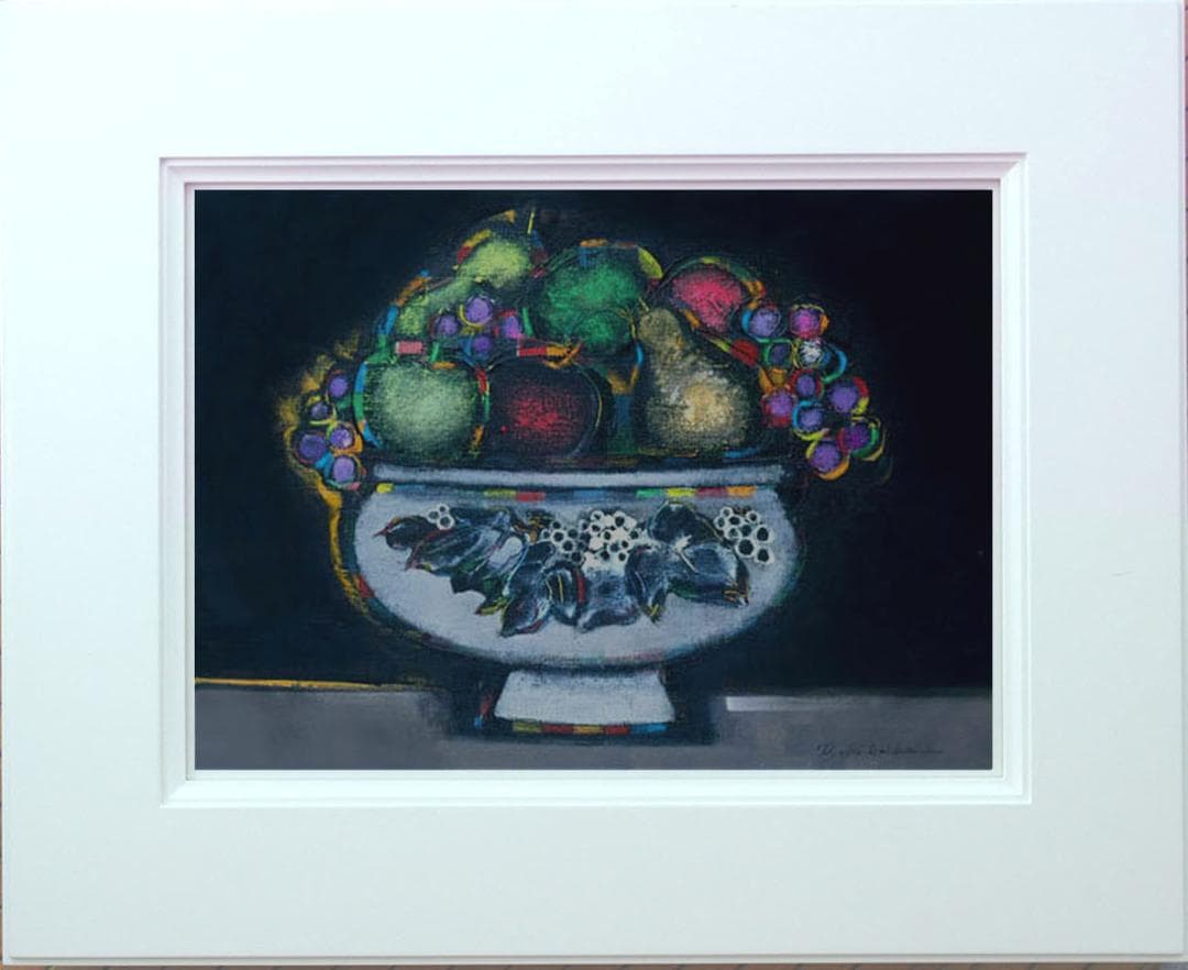 油絵 絵 絵画 インテリア 額付(黒) uF6-062004 静物 果物と器