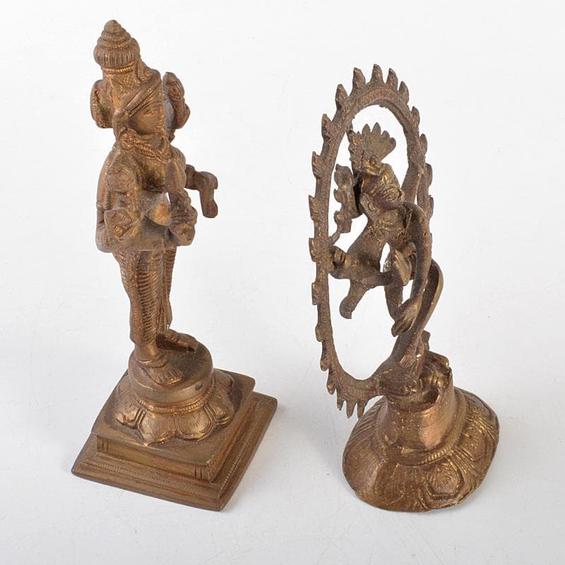 仏教美術　古銅鍍金　チベット仏　ヴィシュヌ　ナタラージャ　2点　C　6430