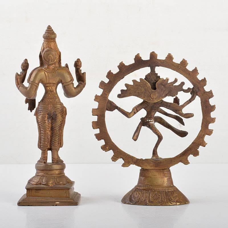 仏教美術　古銅鍍金　チベット仏　ヴィシュヌ　ナタラージャ　2点　C　6430