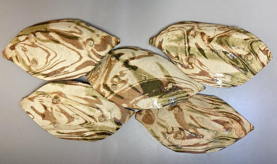 【値下】【5客】坪島土平 銀彩木ノ葉皿 共箱 【真作保証】