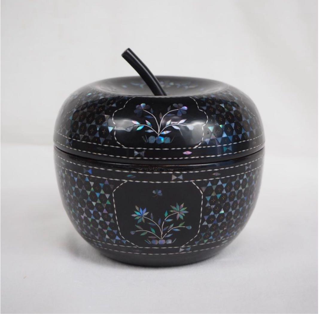 送料無料　古いりんご形螺鈿香合/蓋物　★希少品★